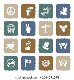 Peace Icons. Grunge Color Flat Design. Vector Illustration. 