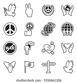 Peace Icons. Line With Fill Design. Vector Illustration.