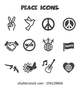 peace icons, mono vector symbols