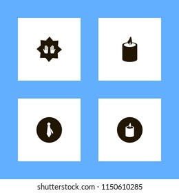 peace icons. prayer hands, candle and tie vector icons set