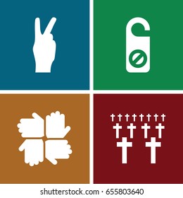 Peace icons set. set of 4 peace filled icons such as do not disturb, cemetery, peace