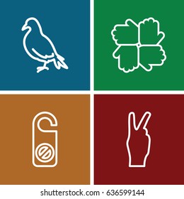 Peace icons set. set of 4 peace outline icons such as dove, do not disturb, peace