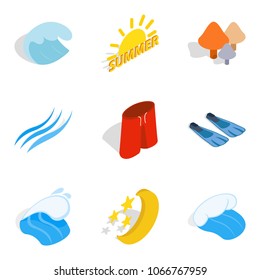 Peace icons set. Isometric set of 9 peace vector icons for web isolated on white background