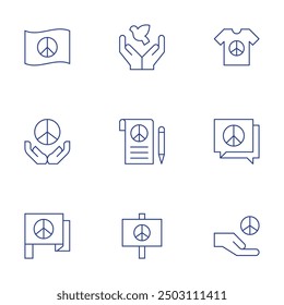 Peace icons set. Thin Line style, editable stroke. peace education, conflict management, tolerance, understanding, cultural exchange.