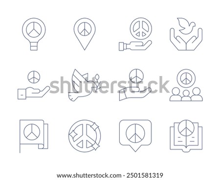Peace icons. Thin Line style, editable stroke. peace negotiations, peace processes, dialogue, compromise, conflict resolution.