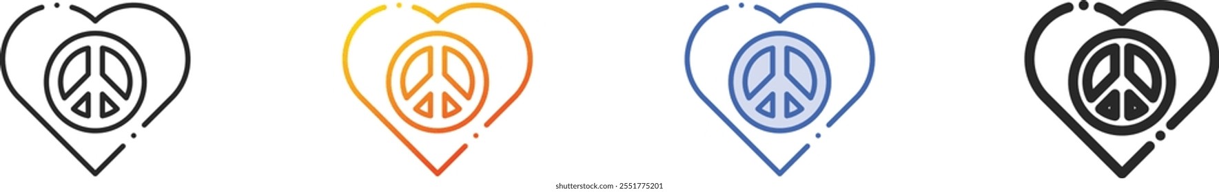 peace icon.Thin Linear, Gradient, Blue Stroke and bold Style Design Isolated On White Background
