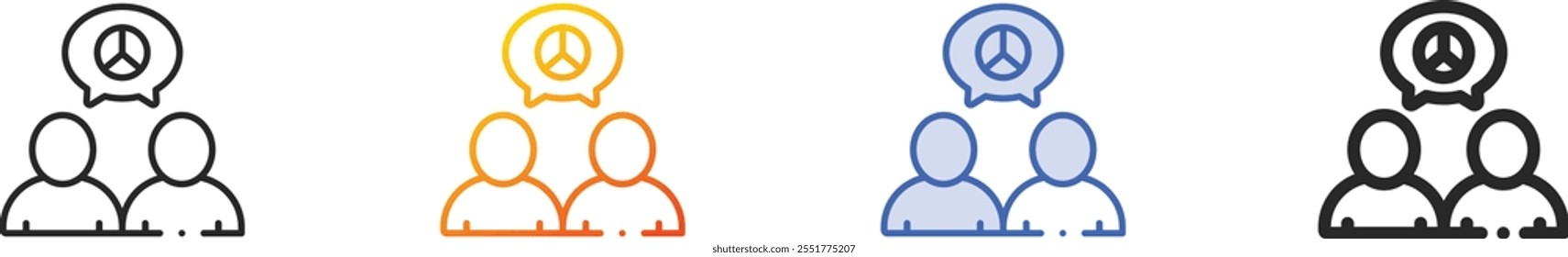 peace icon.Thin Linear, Gradient, Blue Stroke and bold Style Design Isolated On White Background