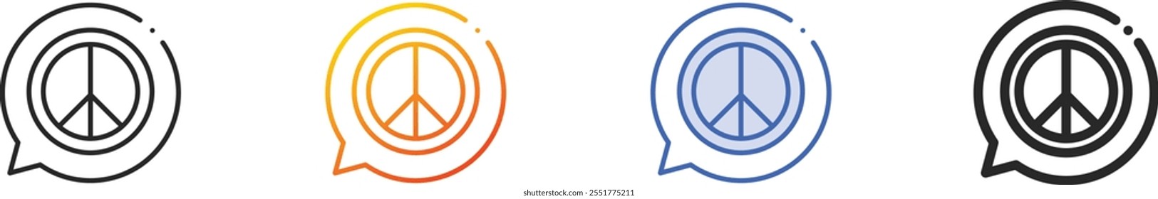 peace icon.Thin Linear, Gradient, Blue Stroke and bold Style Design Isolated On White Background