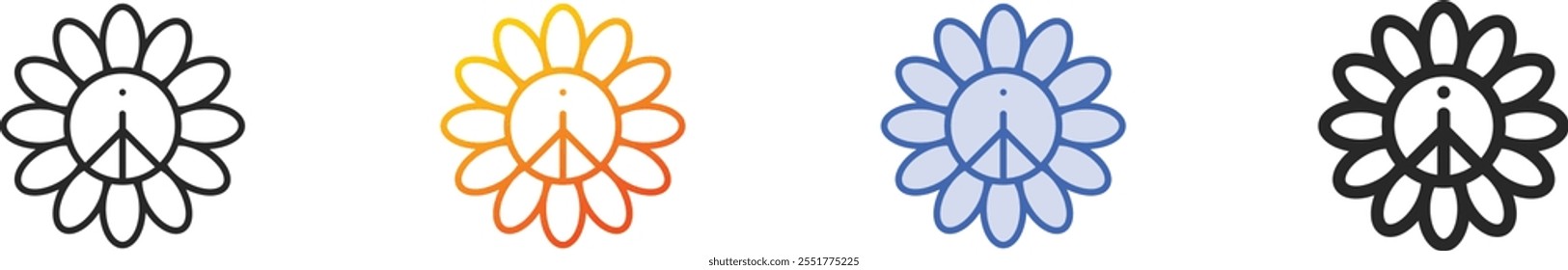 peace icon.Thin Linear, Gradient, Blue Stroke and bold Style Design Isolated On White Background