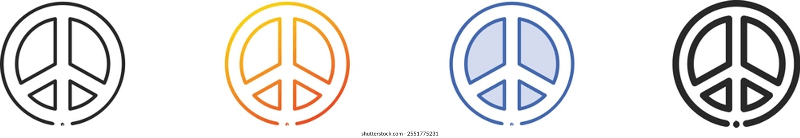 peace icon.Thin Linear, Gradient, Blue Stroke and bold Style Design Isolated On White Background
