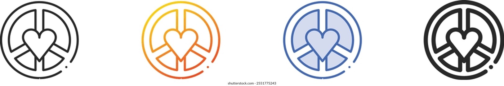 peace icon.Thin Linear, Gradient, Blue Stroke and bold Style Design Isolated On White Background