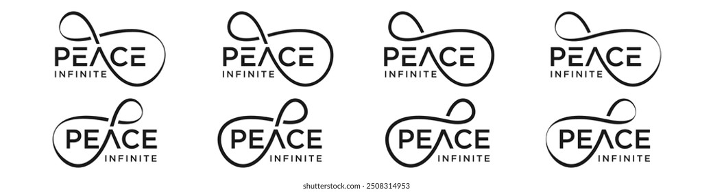 peace Infinity logo design, wordmark peace with Infinity icon combination, vector illustration