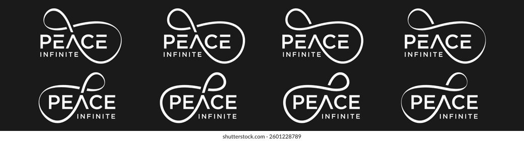 peace Infinity logo design, wordmark peace with Infinity icon combination, vector illustration