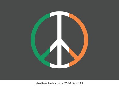 Peace for Ireland with flag, Flag of Ireland national country symbol illustration Vector, Rectangle Ireland flag illustration, Flat vector illustration
