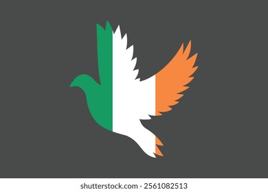 Peace for Ireland with flag, Flag of Ireland national country symbol illustration Vector, Rectangle Ireland flag illustration, Flat vector illustration
