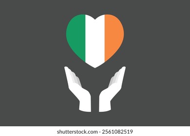 Peace for Ireland with flag, Flag of Ireland national country symbol illustration Vector, Rectangle Ireland flag illustration, Flat vector illustration
