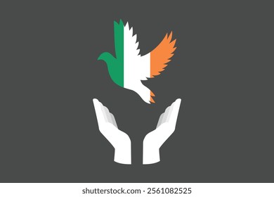 Peace for Ireland with flag, Flag of Ireland national country symbol illustration Vector, Rectangle Ireland flag illustration, Flat vector illustration
