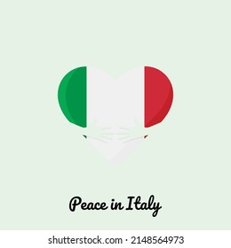 Peace in Italy heart hug. Italy heart with hugging arms vector illustration