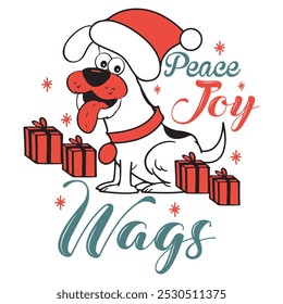 Peace Joy Wags  Christmas  T-shirt Design