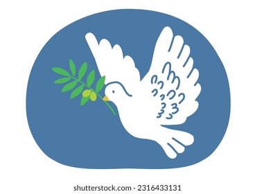 Peace, Justice and Strong Institutions .SDGs Goals16.Pigeon flying with olives in its mouth.
