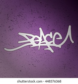 Peace. Lettering. Calligraphy. Lilac gradient background with shadows. Beautiful inscription.