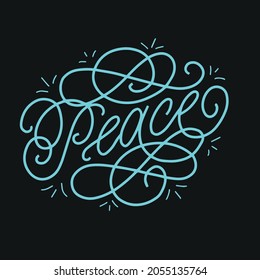 peace lettering vector calligraphy illustratuon handdraw typography design banner graphic sign decorative letter text poster greeting art vintage symbol 