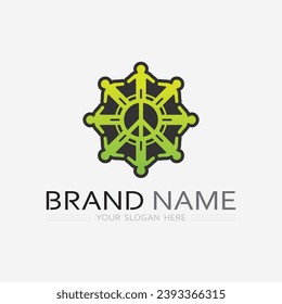 diseño de concepto de logotipo de paz y ilustración de vector de diseño 
