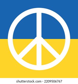 Friedenslogo auf Flaggenhintergrund Ukraine Anti-Kriegszeichen