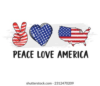 Peace love america for american 4th of july celebration holiday illustration design vector