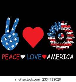 Peace love america sunflower 4th of july t-shirt design