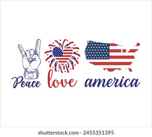 Peace love america T-shirt, 4th Of July T-shirt, All American Mom, Independence day, American Girl, Happy 4th Of July, America shirt, Usa Flag, All American T-shirt, Cut File for Cricut