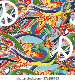Peace and love. Anti-war. Abstract the world. Seamless pattern.