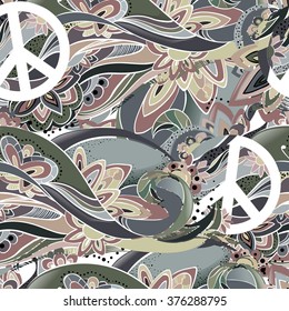 Peace and love. Anti-war. Abstract the world. Seamless pattern.
