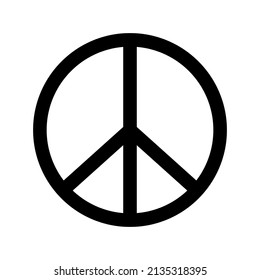 Peace and love antiwar icon. Pacifism symbol. Hippie culture sign. Vector illustration isolated on white background
