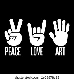 Peace, love, and art: minimalist vector design for designers and artists. Print design.