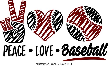 Peace Love Baseball. Sports design. Baseball theme design for sport lovers stuff and perfect gift for players and fans