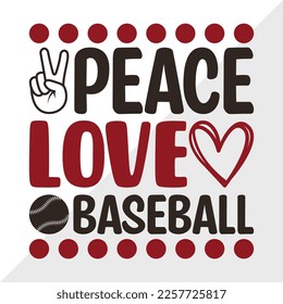 Peace Love Baseball SVG Printable Vector Illustration