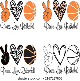peace love basketball ,leopard basket ball ,