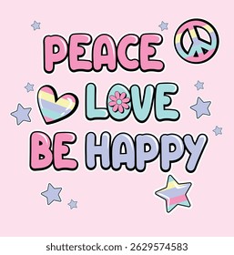 PEACE LOVE BE HAPPY CUTE GIRL
