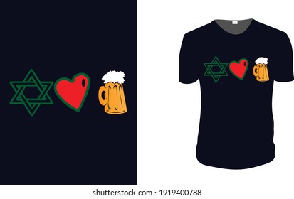 peace love beer. st patrick's Day t shirt design template, st patrick's Day poster, Ireland celebration festival irish and lucky theme Vector illustration, Typography, Patrick's day vector.