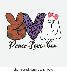 Peace Love Boo Halloween Sublimation T-Shirt Design