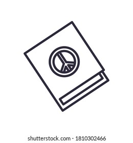 peace and love book line style icon design of Hippie art and creative theme Vector illustration