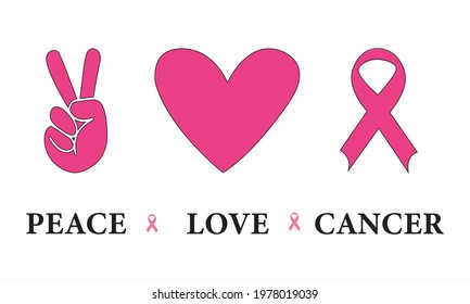 Peace Love Cancer - Cancer Awareness  Vector And Clip Art