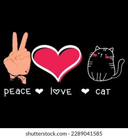 Peace love cat t-shirt design