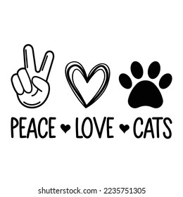 Peace Love And Cat Vector Design