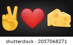 Peace Love and Cheese Illustration Emoji Design. Motivational Quote Emoticon Vector Symbol.