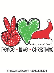 Peace Love Christmas Vector illustration. Merry Christmas Background
