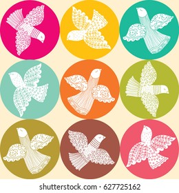 Peace and love. Colorful vector seamless pattern. 