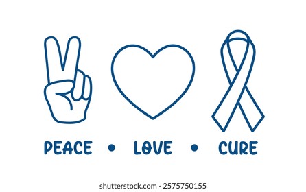 Peace Love Cure, Cancer Awareness graphics, t-shirt design, vector illustration