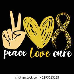 peace love cure, childhood awareness shirt print template typography design for vector file.